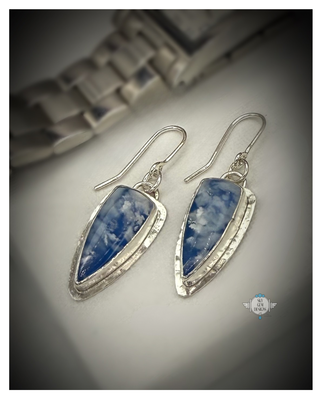 SKYSTONE LONG TRILLION EARRINGS