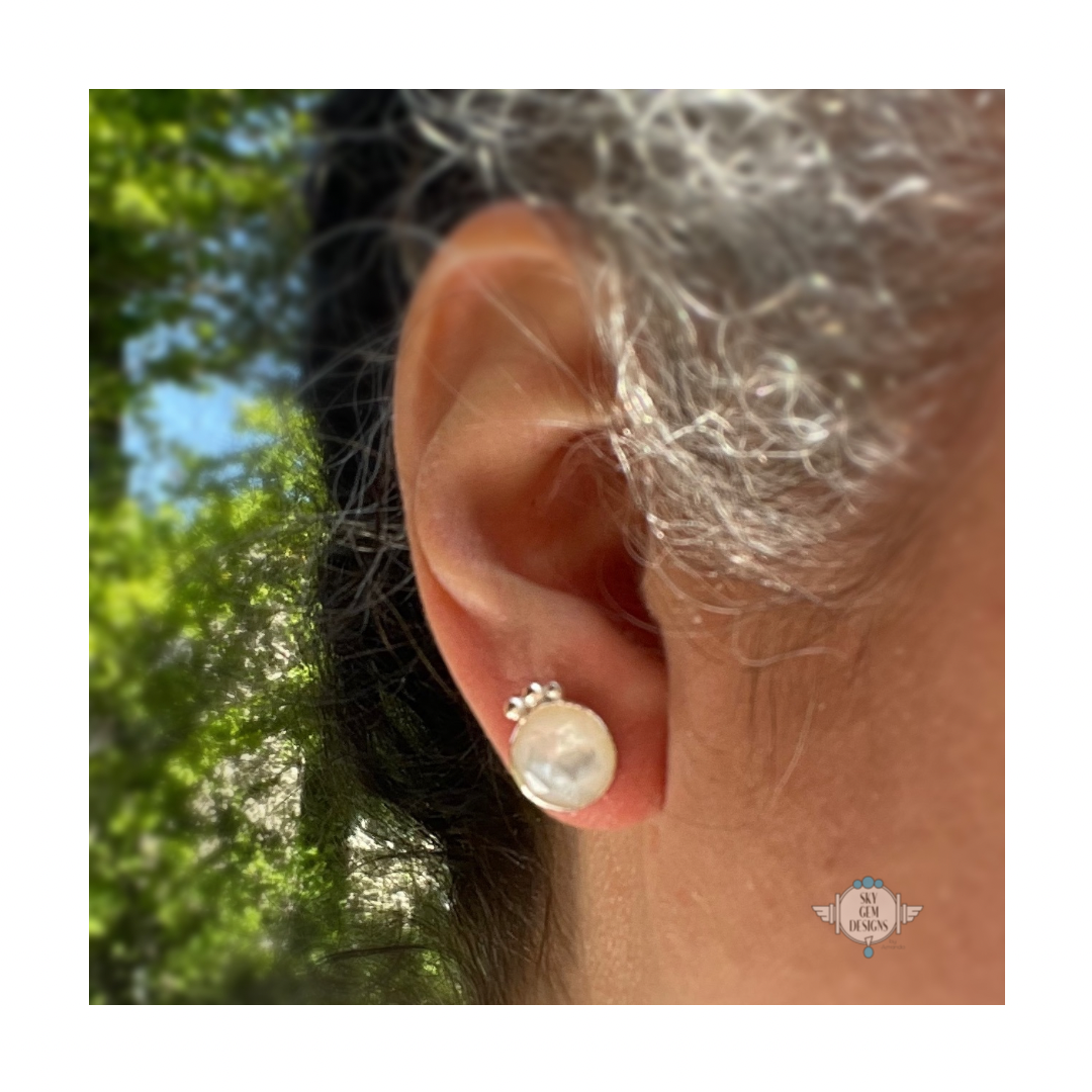 ANCIENTS MOTHER OF PEARL STUD EARRINGS