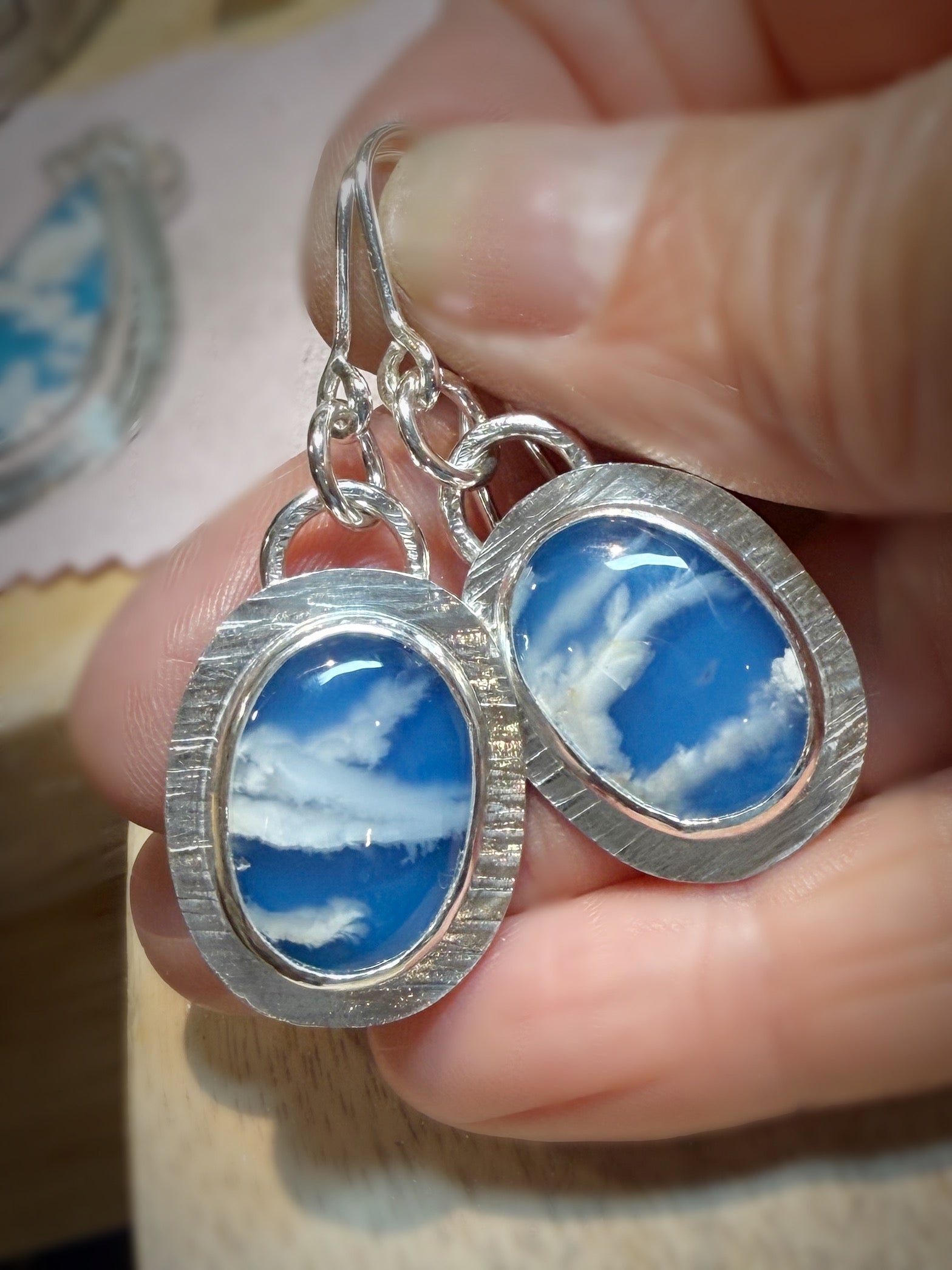 SKYSTONE OVAL DROP EARRINGS