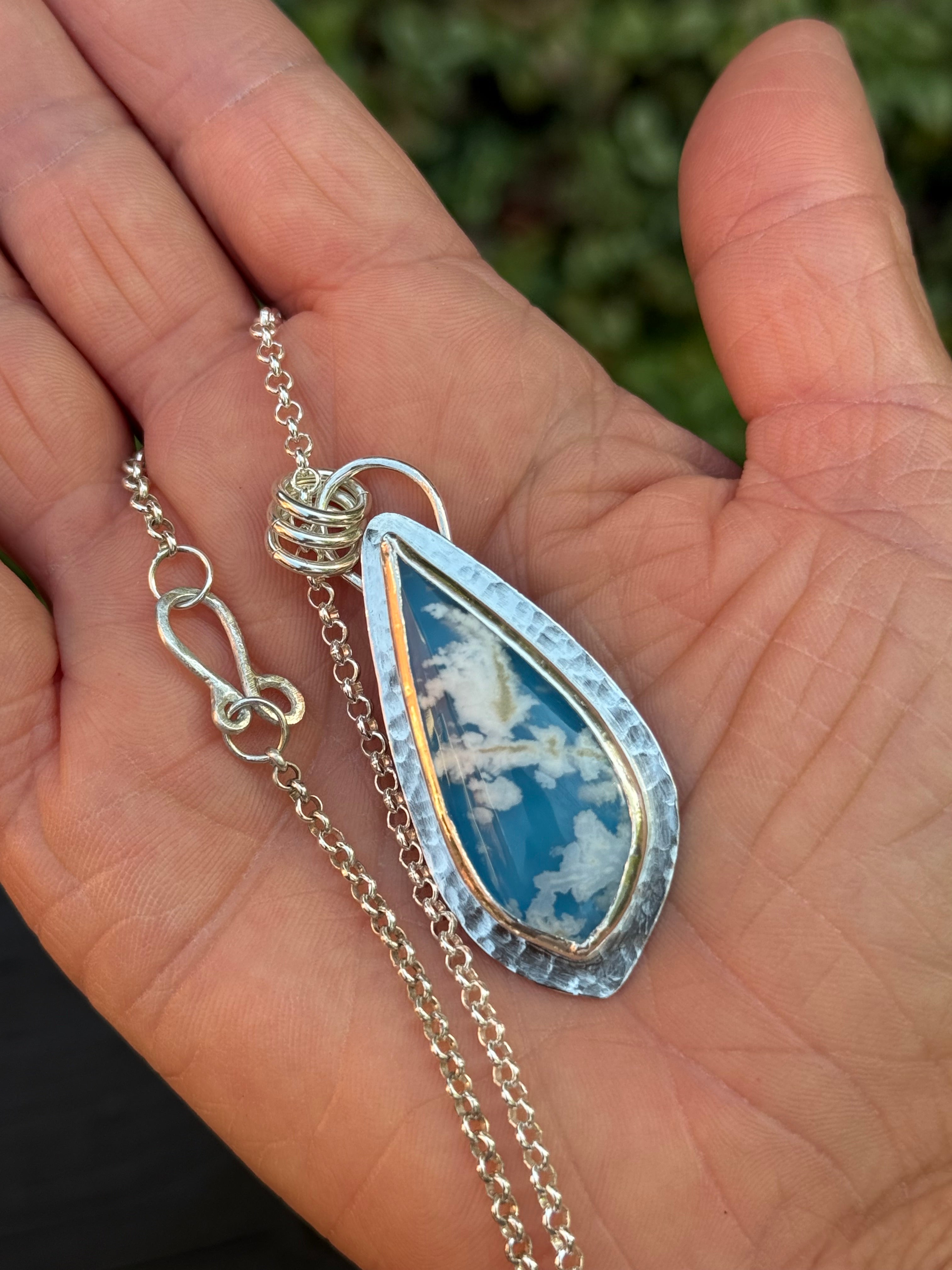 SKYSTONE LARGE TEARDROP PENDANT NECKLACE