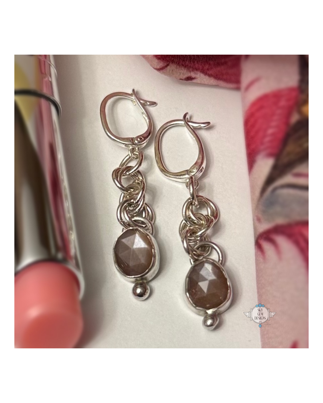 ENDLESS CIRCLE CHOCOLATE MOONSTONE DROP EARRINGS