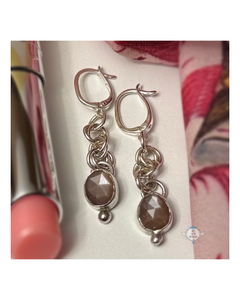 ENDLESS CIRCLE CHOCOLATE MOONSTONE DROP EARRINGS