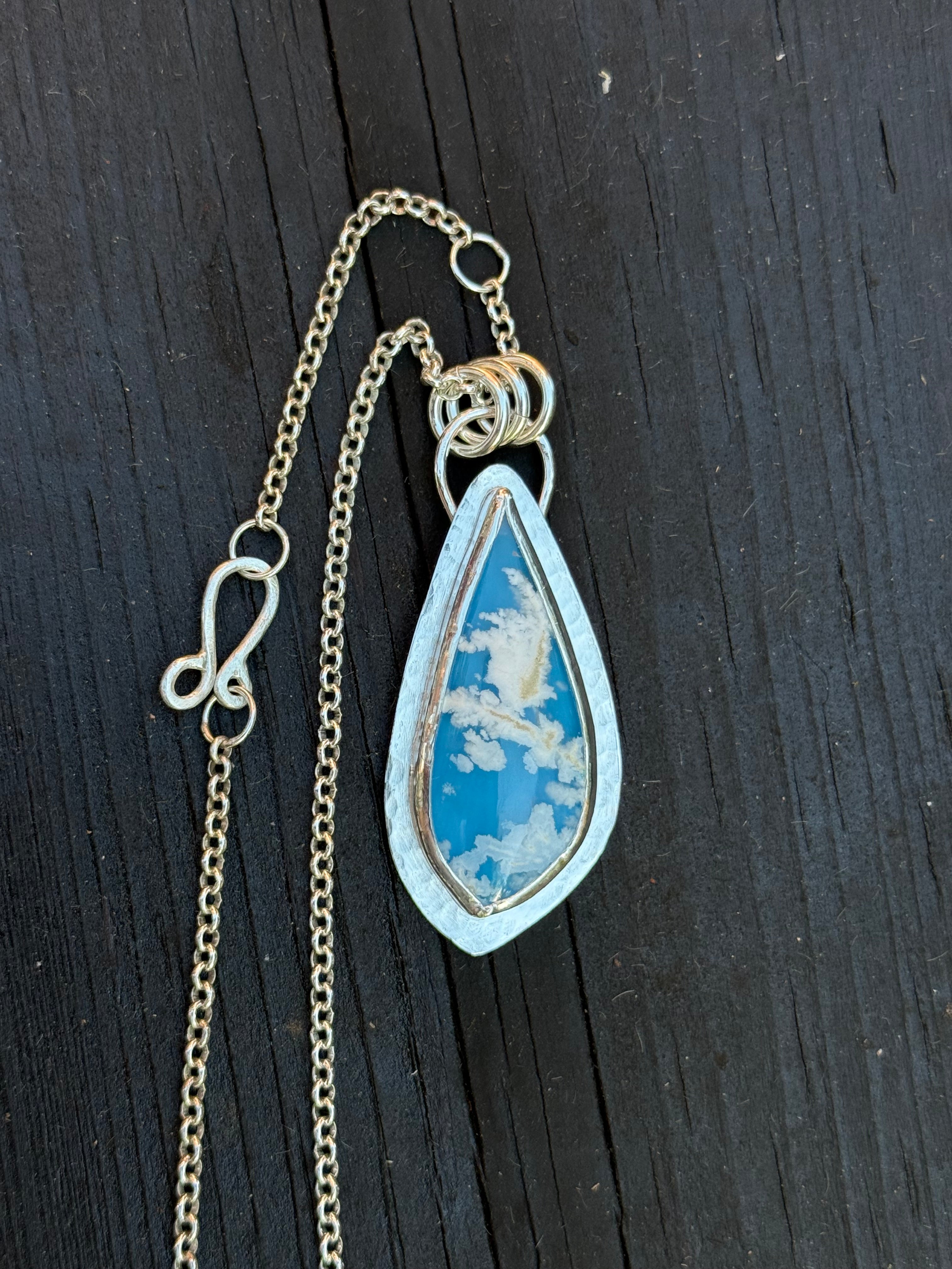 SKYSTONE LARGE TEARDROP PENDANT NECKLACE