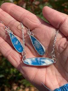 ENDLESS CIRCLE SKYSTONE OVAL NECKLACE &/EARRINGS