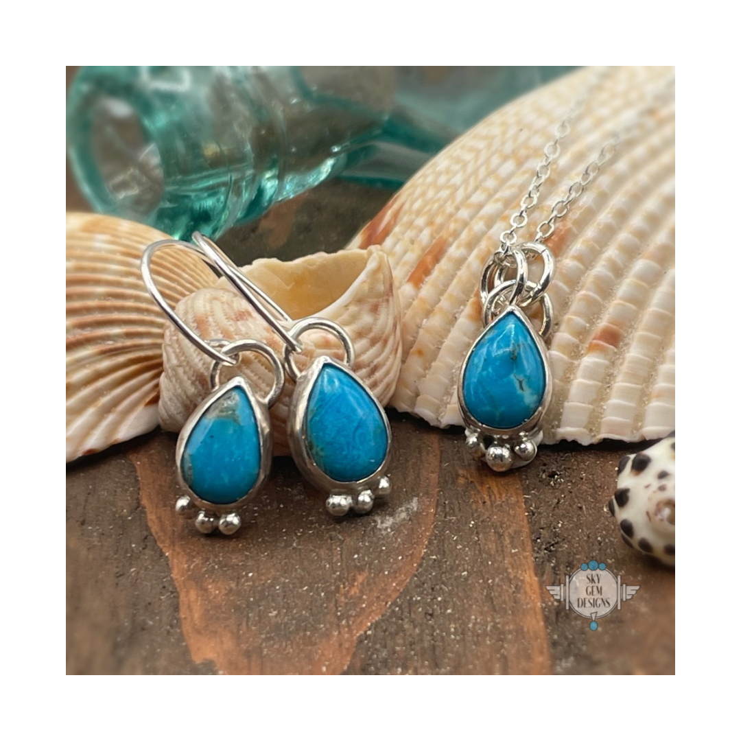 TURQUOISE ANCIENTS TEARDROP NECKLACE OR EARRINGS