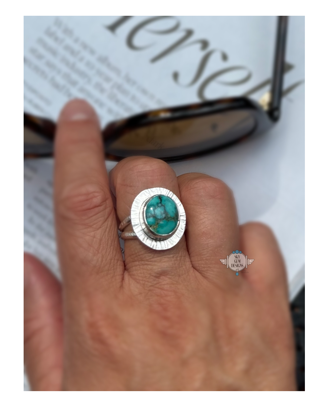 HUBEI ROUND TURQUOISE RING SIZE 7.5