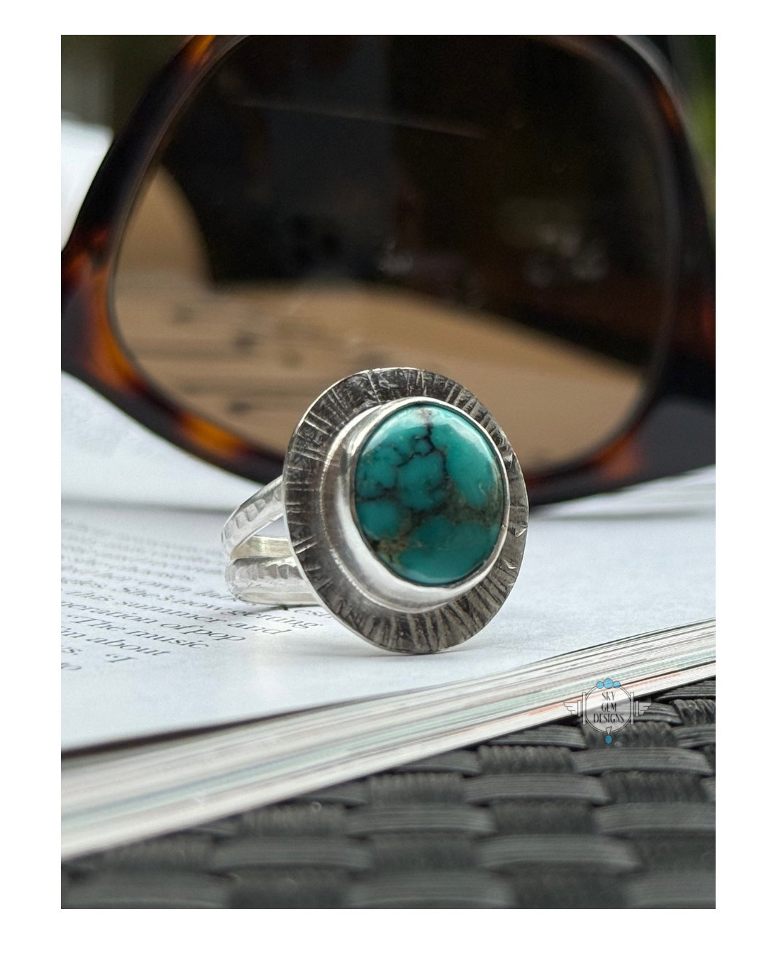 HUBEI ROUND TURQUOISE RING SIZE 7.5