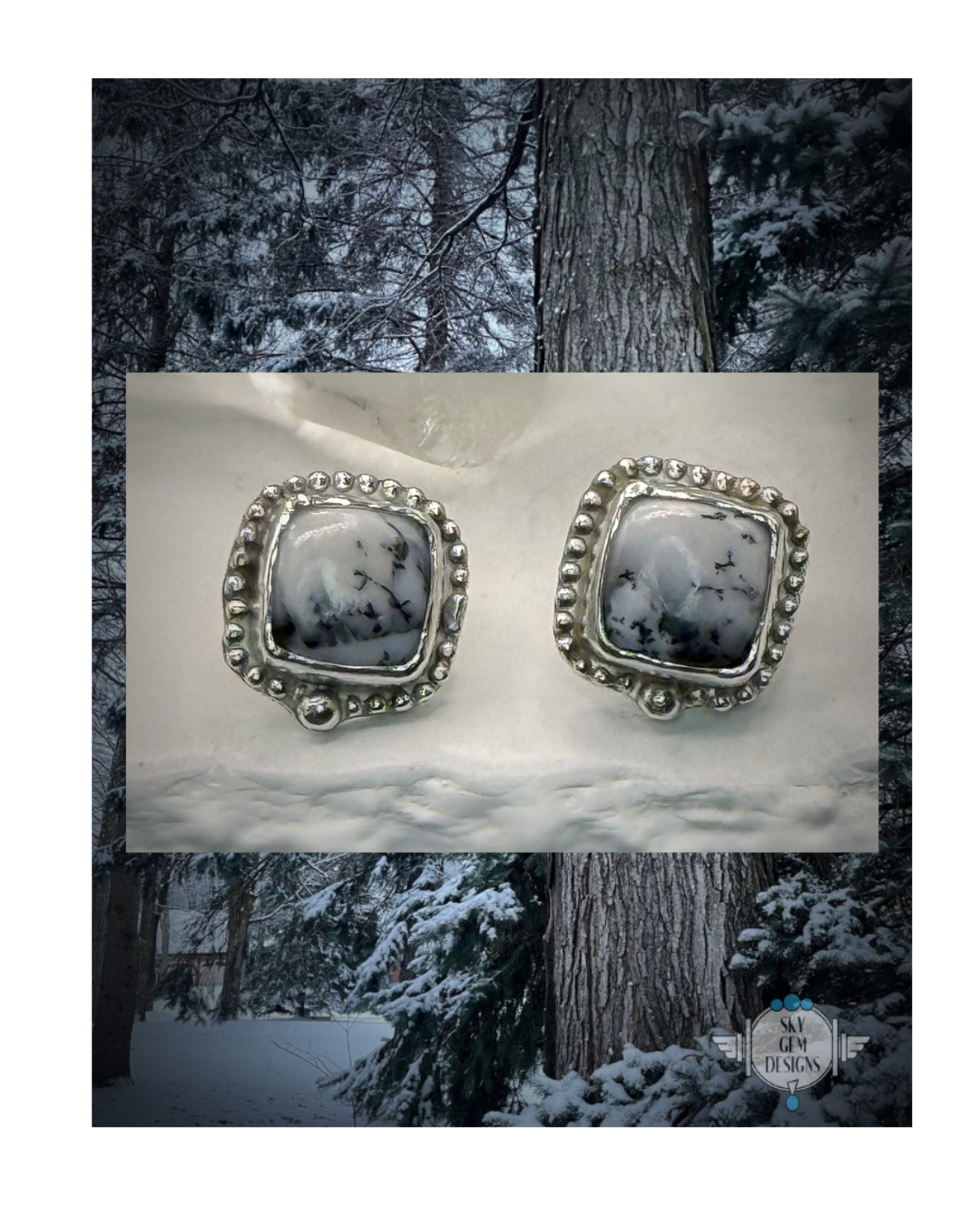 SNOW MOON STUD EARRINGS