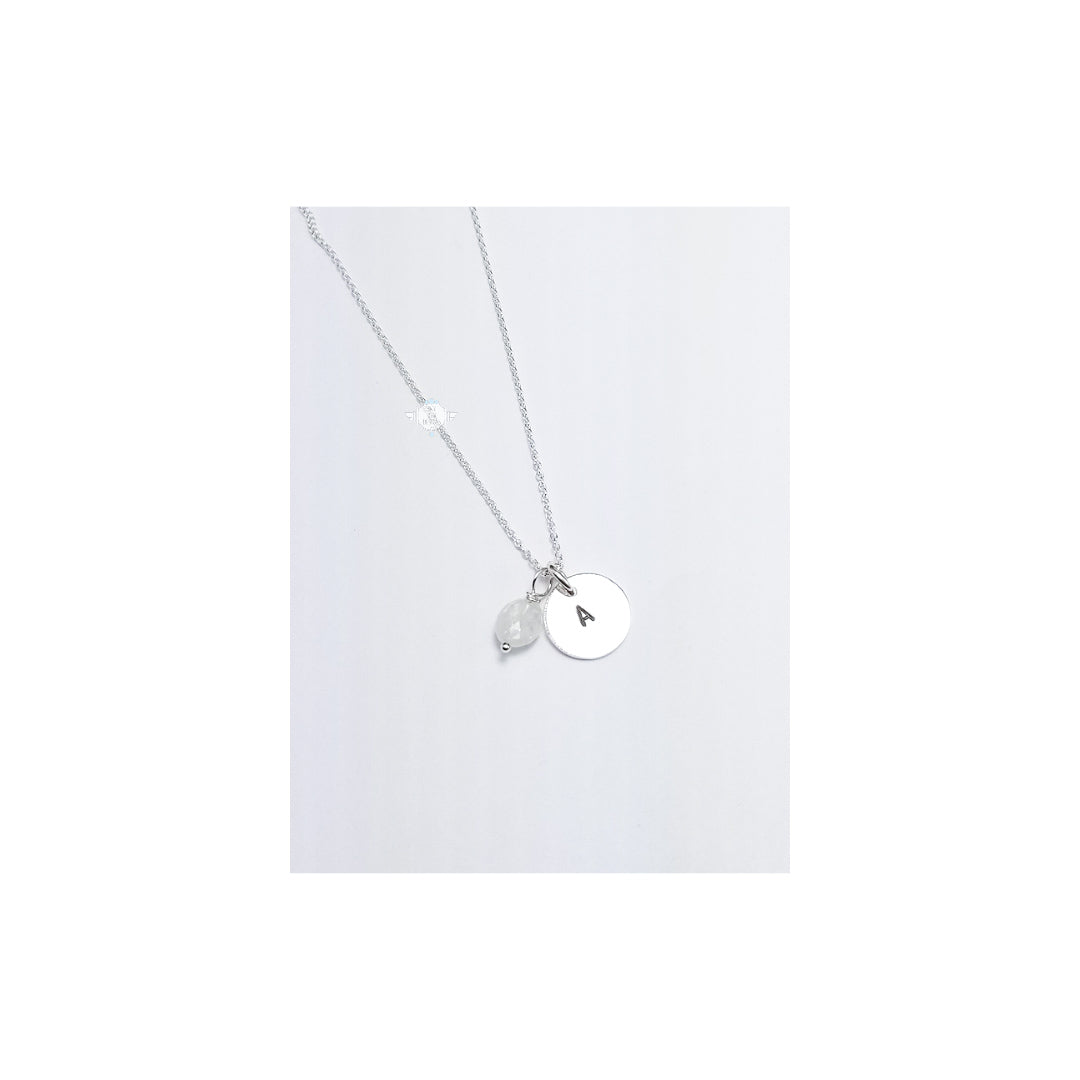 LOVE LETTERS ROUND CHARM NECKLACE WITH MOONSTONE