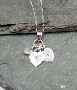 LOVE LETTERS HEART CHARM NECKLACE WITH MOONSTONE