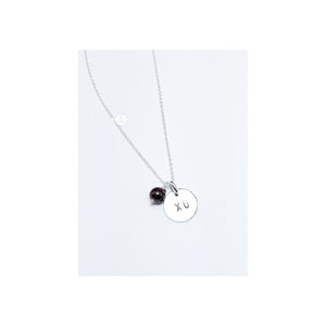LOVE LETTERS ROUND CHARM NECKLACE WITH XO & GARNET