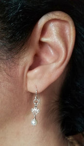 ART DECO CHIC SCROLL EARRINGS WITH FRESHWATER PEARL