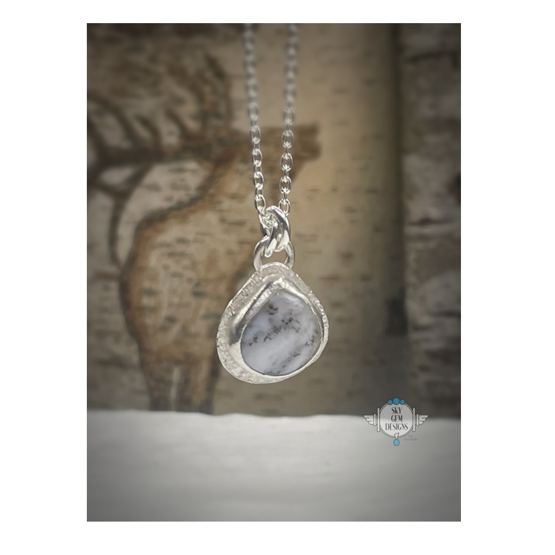 SNOW SCAPES SMALL LAKE TEARDROP PENDANT NECKLACE