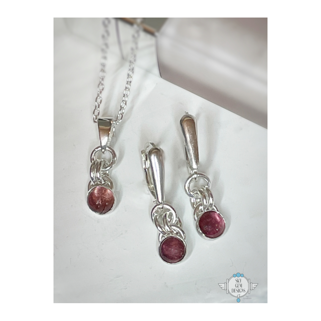 ENDLESS CIRCLE PINK TOURMALINE EARRINGS OR NECKLACE