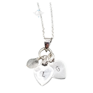 LOVE LETTERS HEART CHARM NECKLACE WITH MOONSTONE