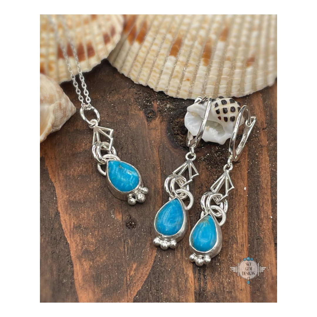 ART DECO ANCIENTS TURQUOISE EARRINGS &/ NECKLACE