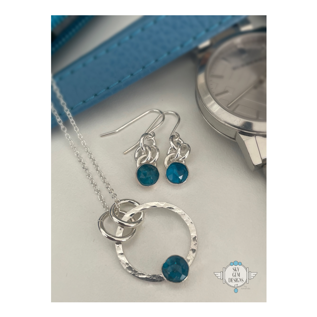APATITE JOURNEY NECKLACE OR ENDLESS CIRCLE EARRINGS
