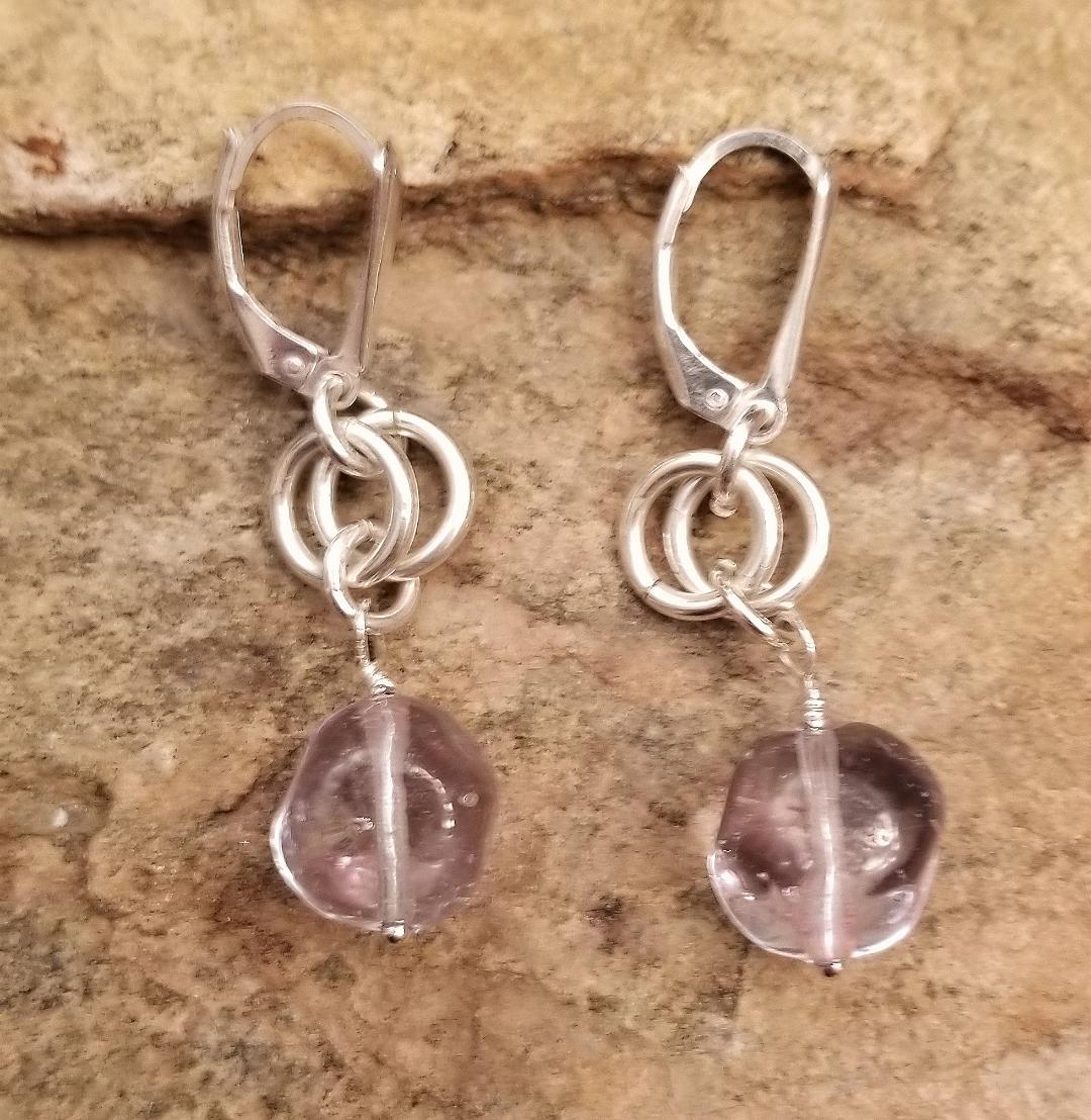 MURANO GLASS CLEAR EARRINGS W/ LEVER STYLE CLOSURE
